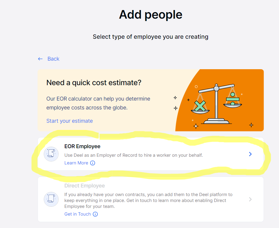 add EOR employee to Deel
